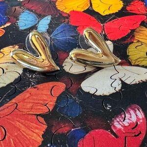 Stylish Gold-Tone Heart Earrings